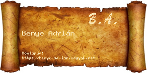 Benye Adrián névjegykártya